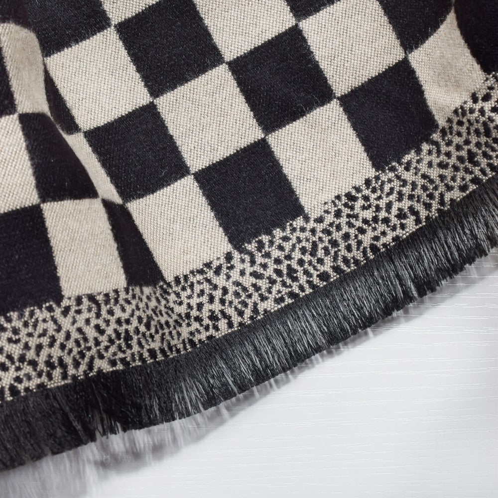 Chequered Designer Black & White Scarf Nestasia