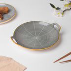 Willow Dark Grey Round Plate With Handle 10 inch