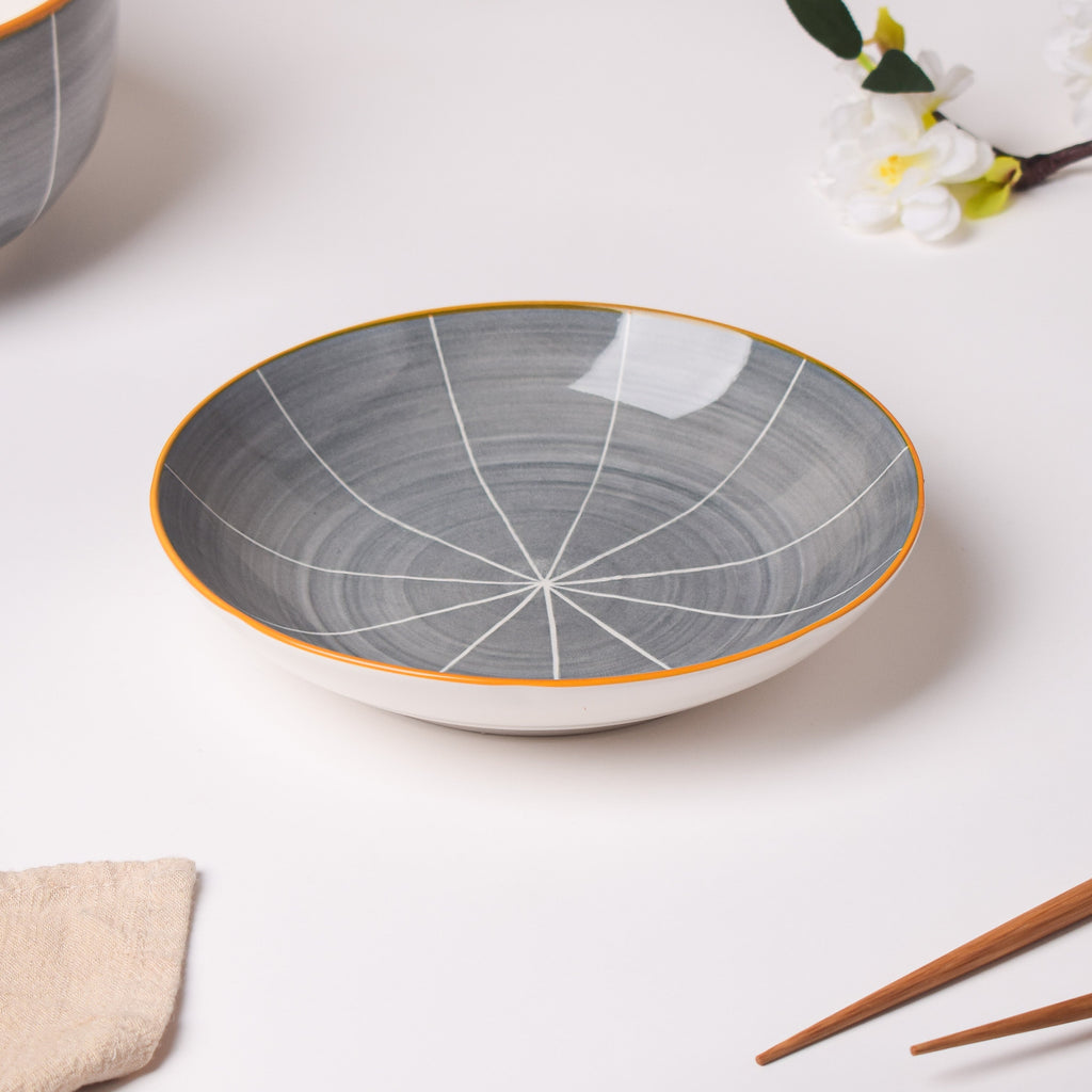 Willow Dark Grey 22 Piece Pasta Set For 6 Nestasia