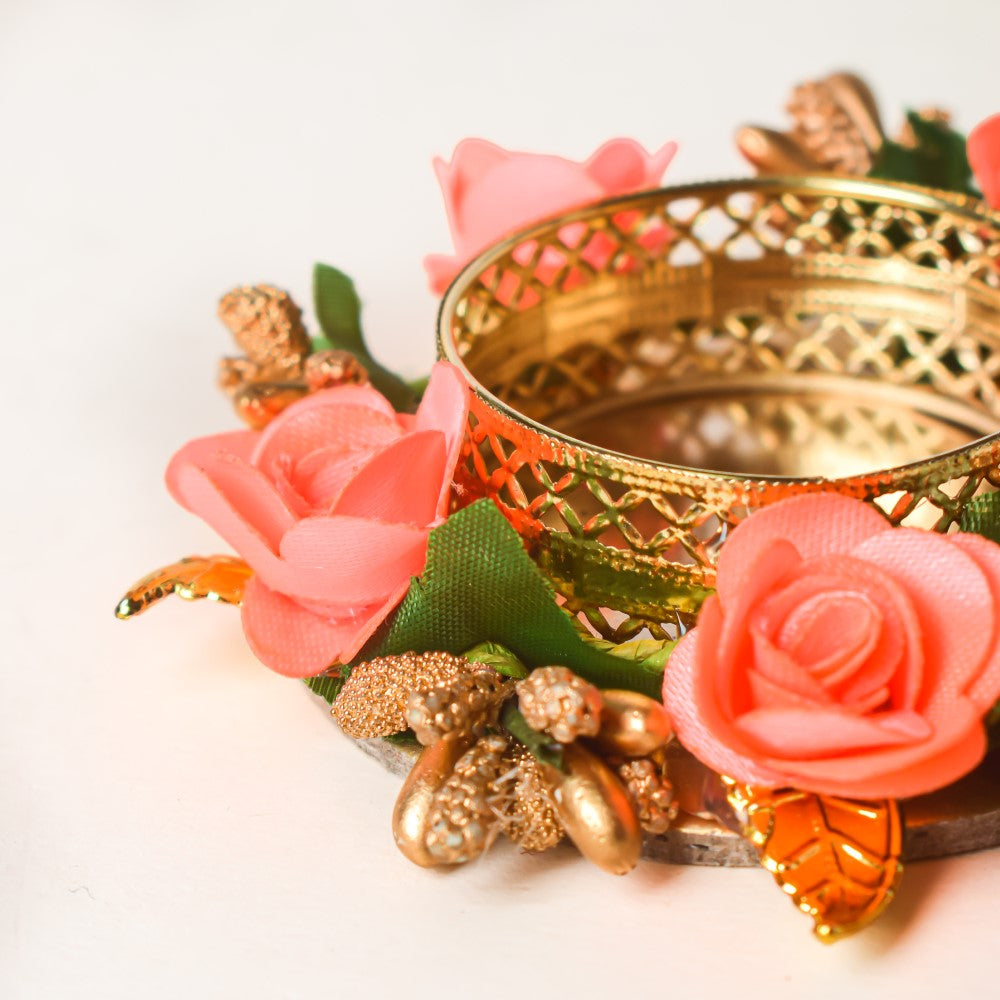 Peach Rose Tea Light Holder Set Of 6 Nestasia