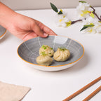 Willow Dark Grey Ceramic Pasta Plate Nestasia