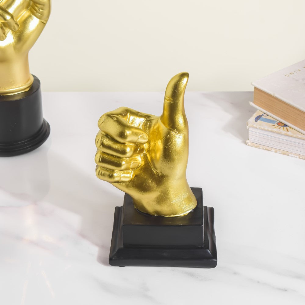 Thumbs Up Decor Showpiece Gold 7 Inch Nestasia