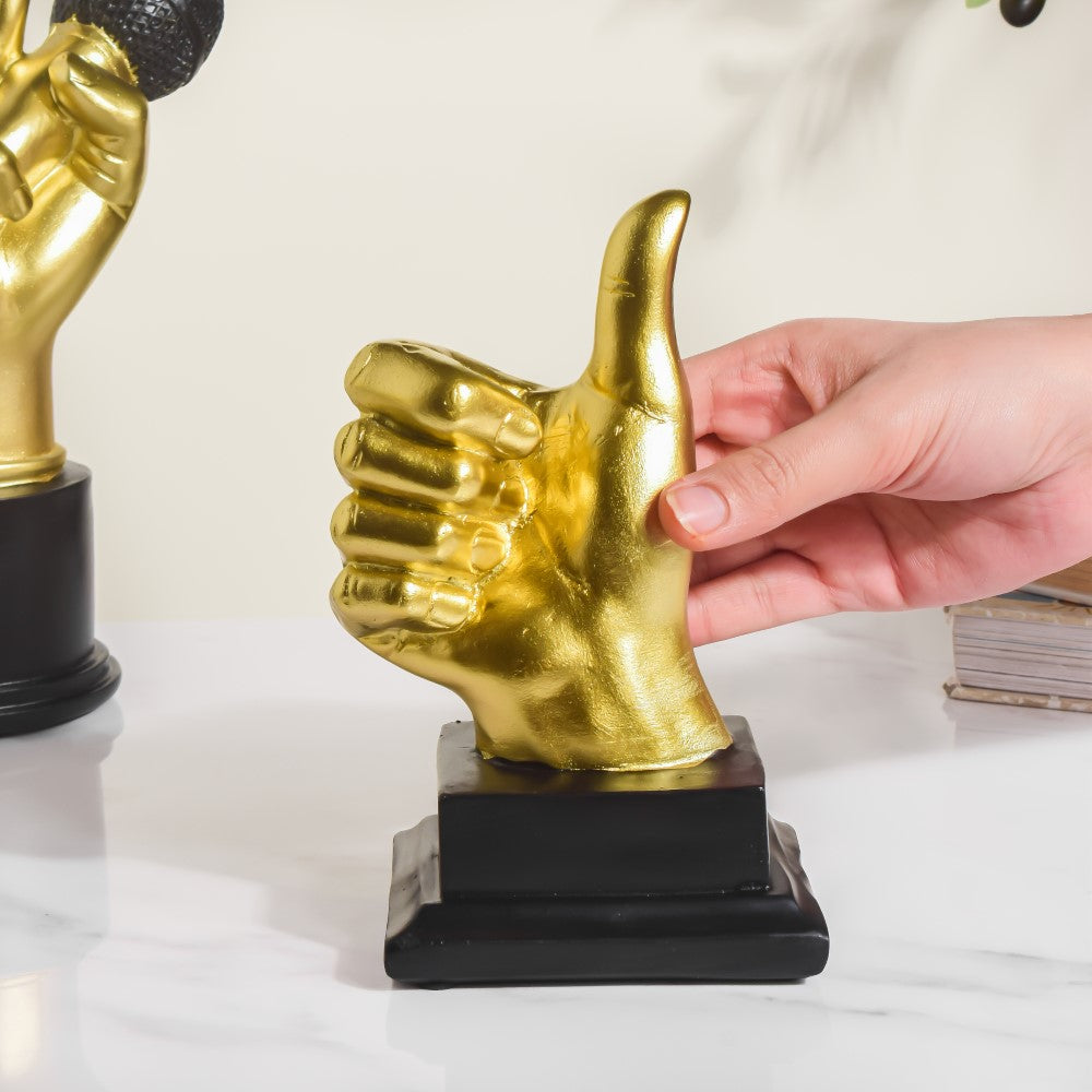 Thumbs Up Decor Showpiece Gold 7 Inch Nestasia