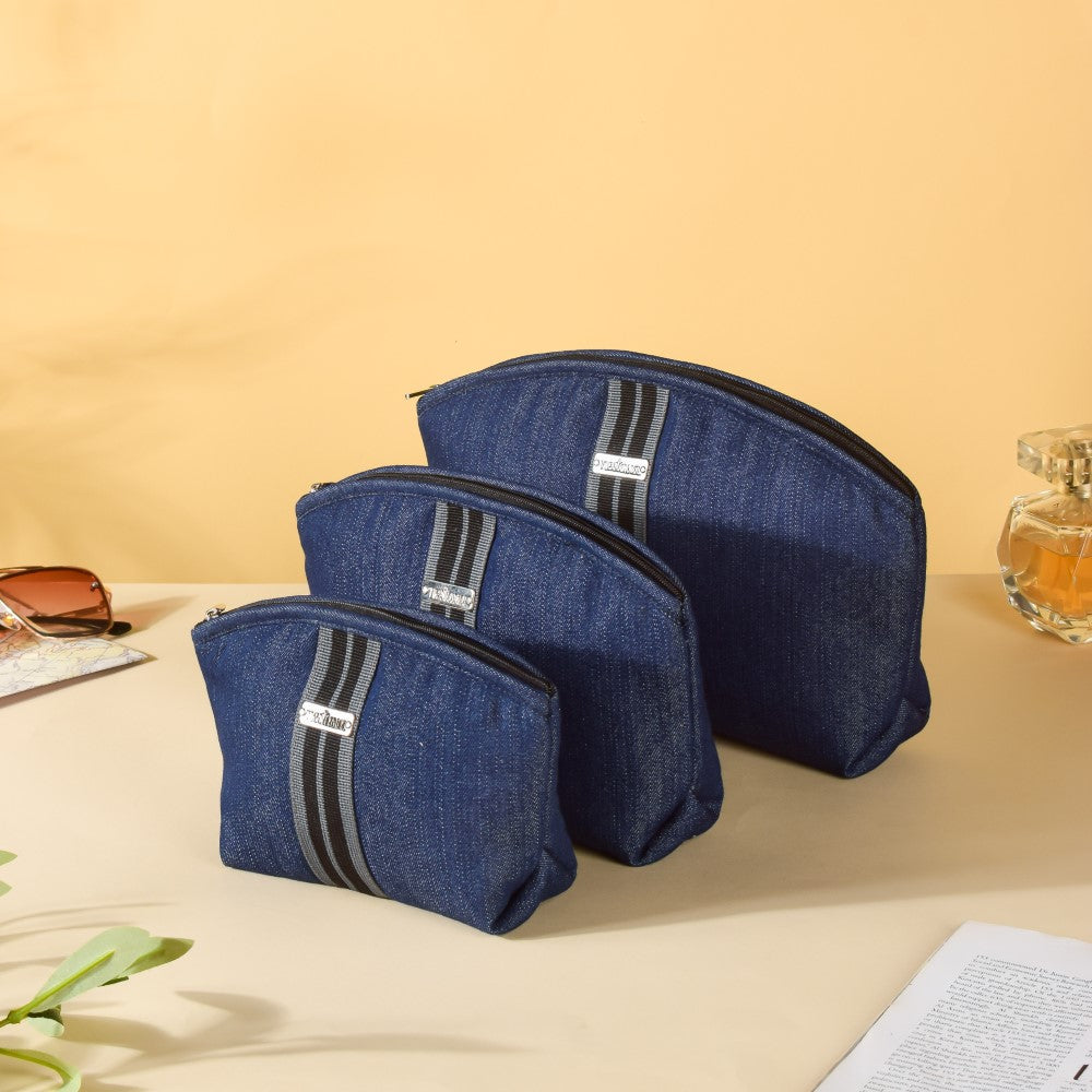 Denim Vanity Bag Set Of 3 Nestasia