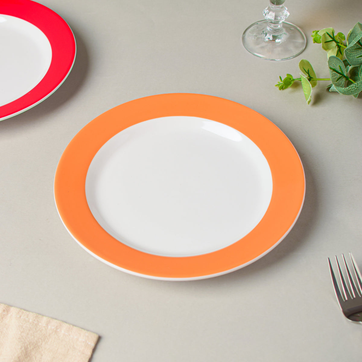 Riona Ceramic Snack Plate White Orange Nestasia