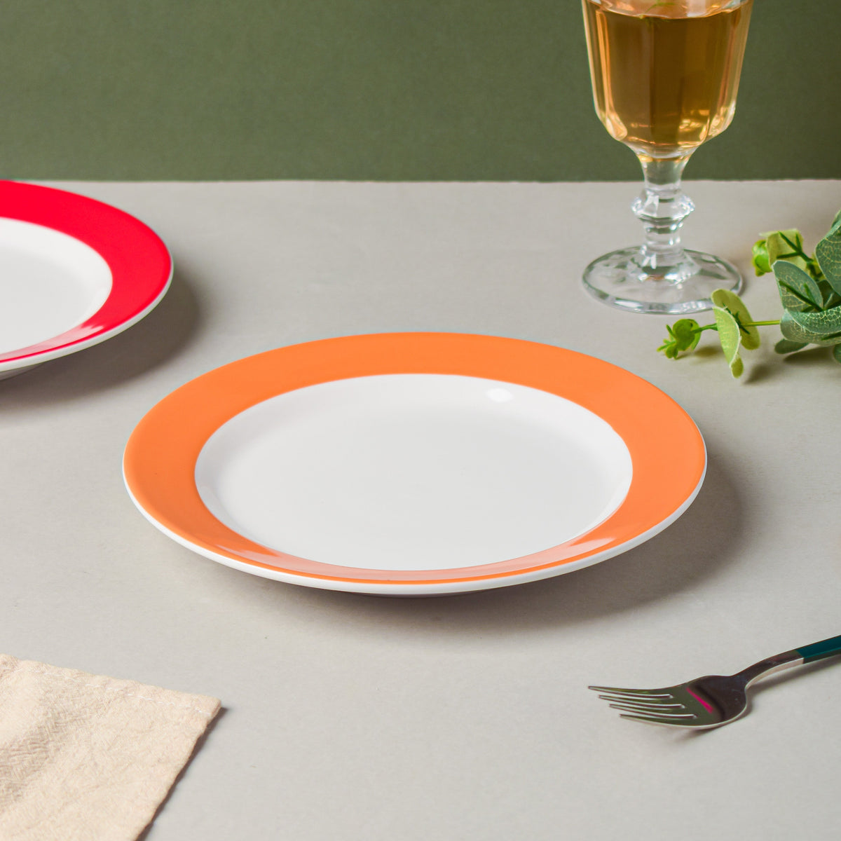 Riona Ceramic Snack Plate White Orange Nestasia