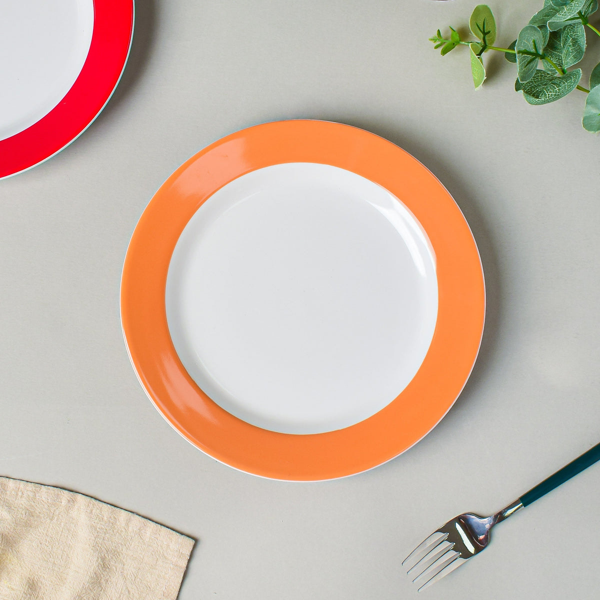 Riona Ceramic Snack Plate White Orange Nestasia