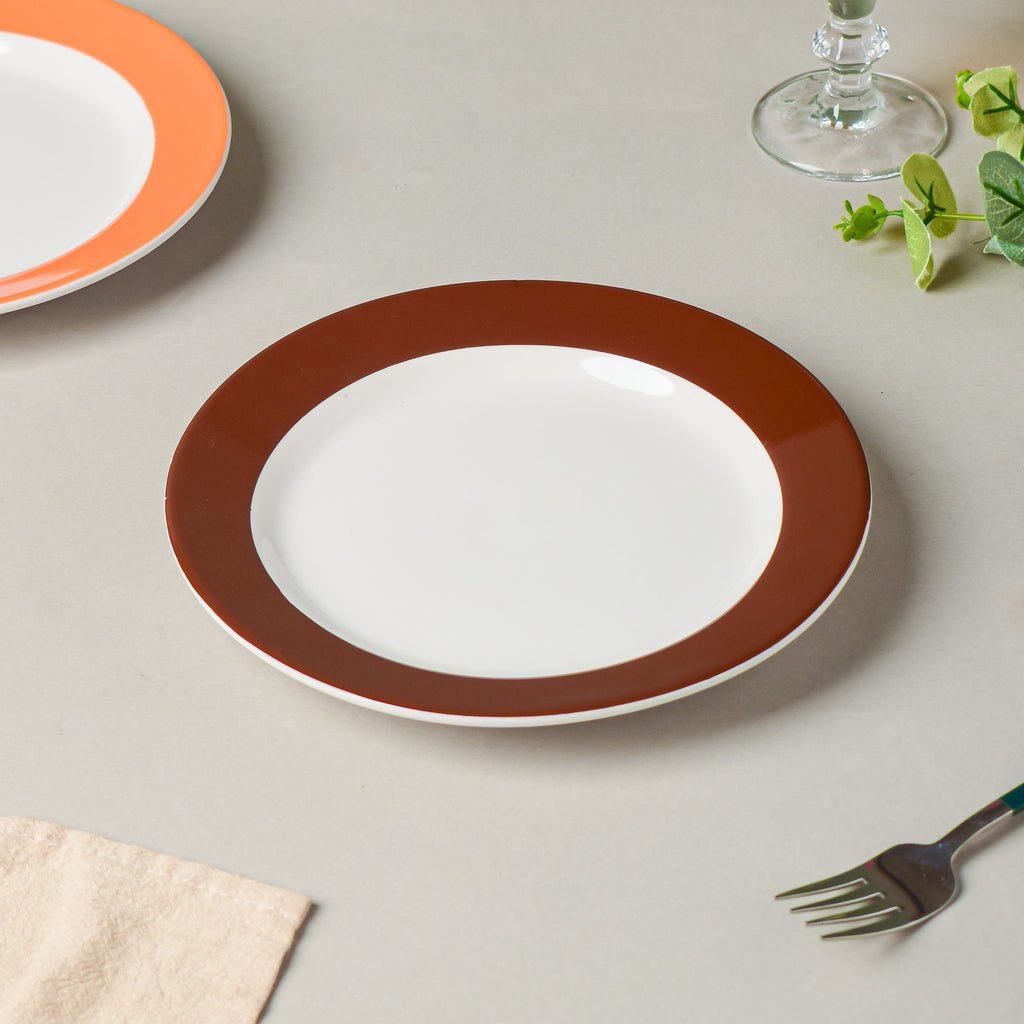 Riona Snack Plate White And Brown 8 Inch Nestasia