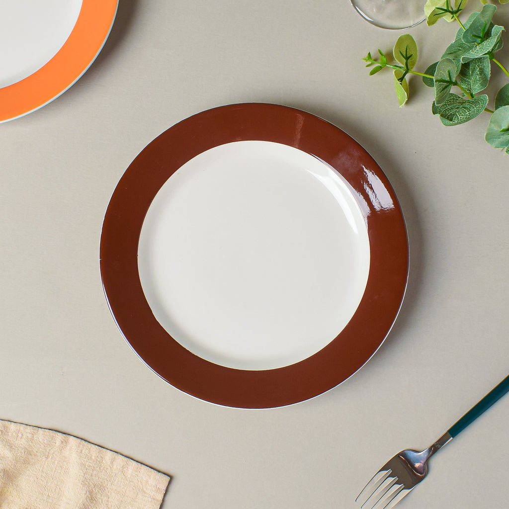 Riona Snack Plate White And Brown 8 Inch Nestasia