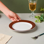 Riona Snack Plate White And Brown 8 Inch Nestasia