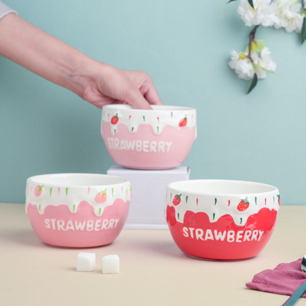 Light Pink Strawberry Side Bowl 400 ml Nestasia