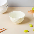 Riona Diamond Ceramic Bowl For Dessert Off White 300 ml Nestasia