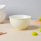 Riona Diamond Ceramic Bowl For Dessert Off White 300 ml Nestasia