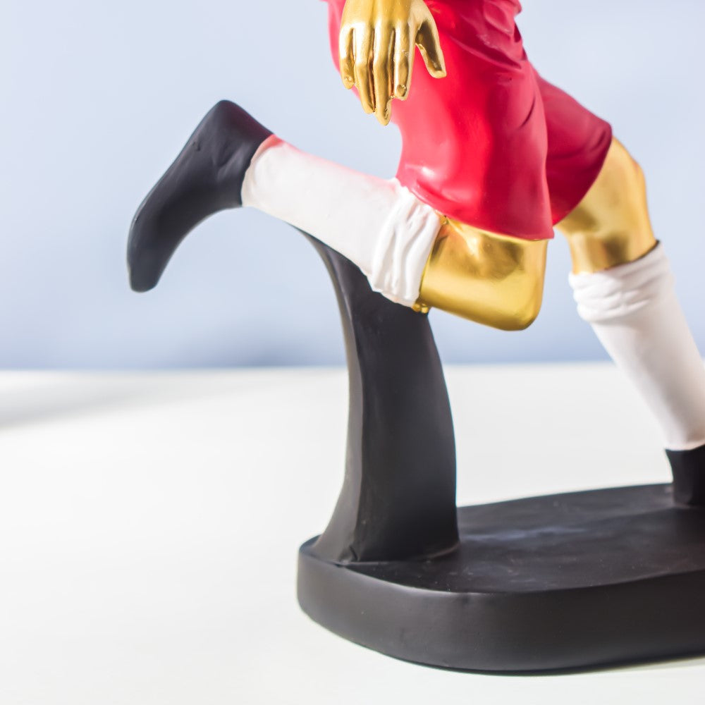 Red Jersey Kicking Footballer Decor Object 11 Inch Nestasia