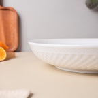 Riona Textured Ceramic Deep Dish White 9 Inch Nestasia