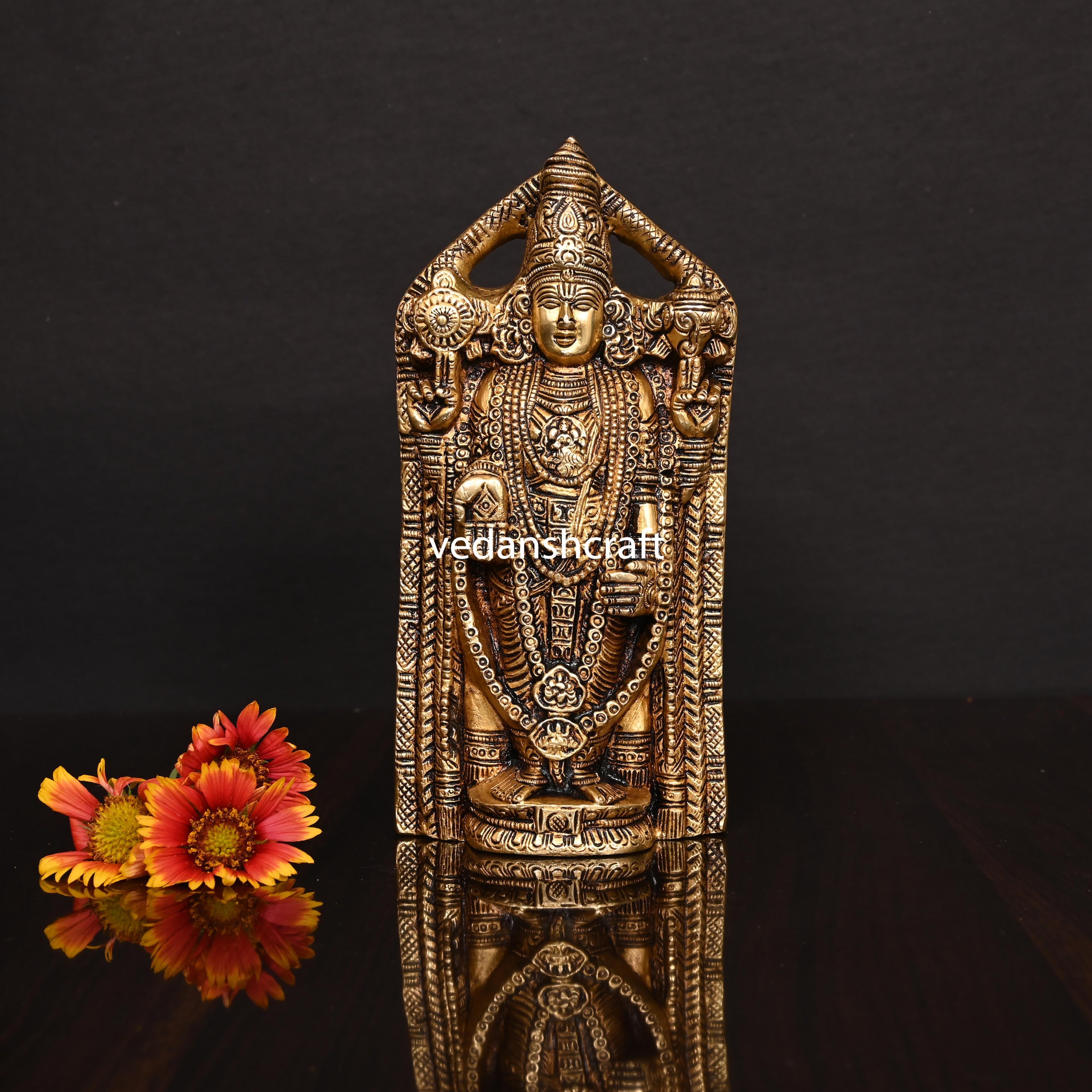Brass Superfine Tirupati Balaji/Venkateshwar Idol Wall Hanging (7.5 Inch) Vedansh Craft