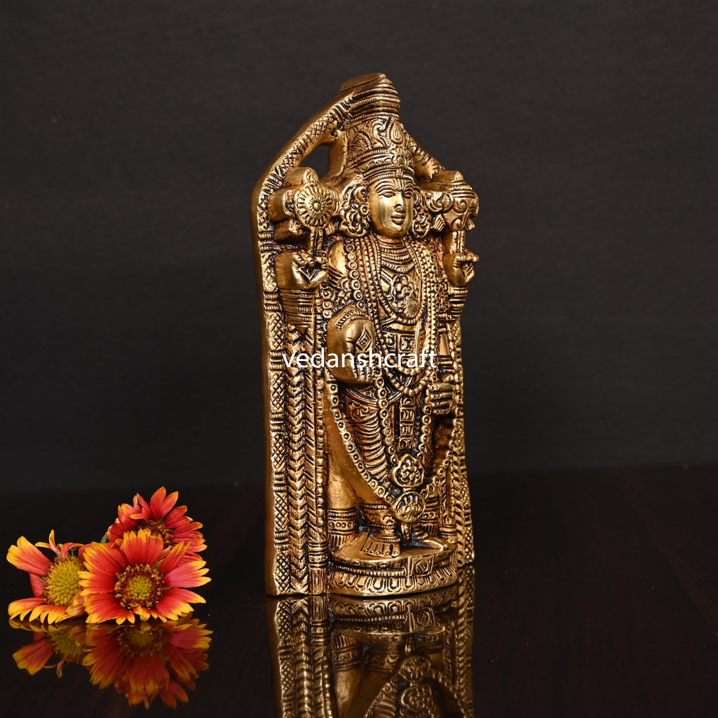 Brass Superfine Tirupati Balaji/Venkateshwar Idol Wall Hanging (7.5 Inch) Vedansh Craft