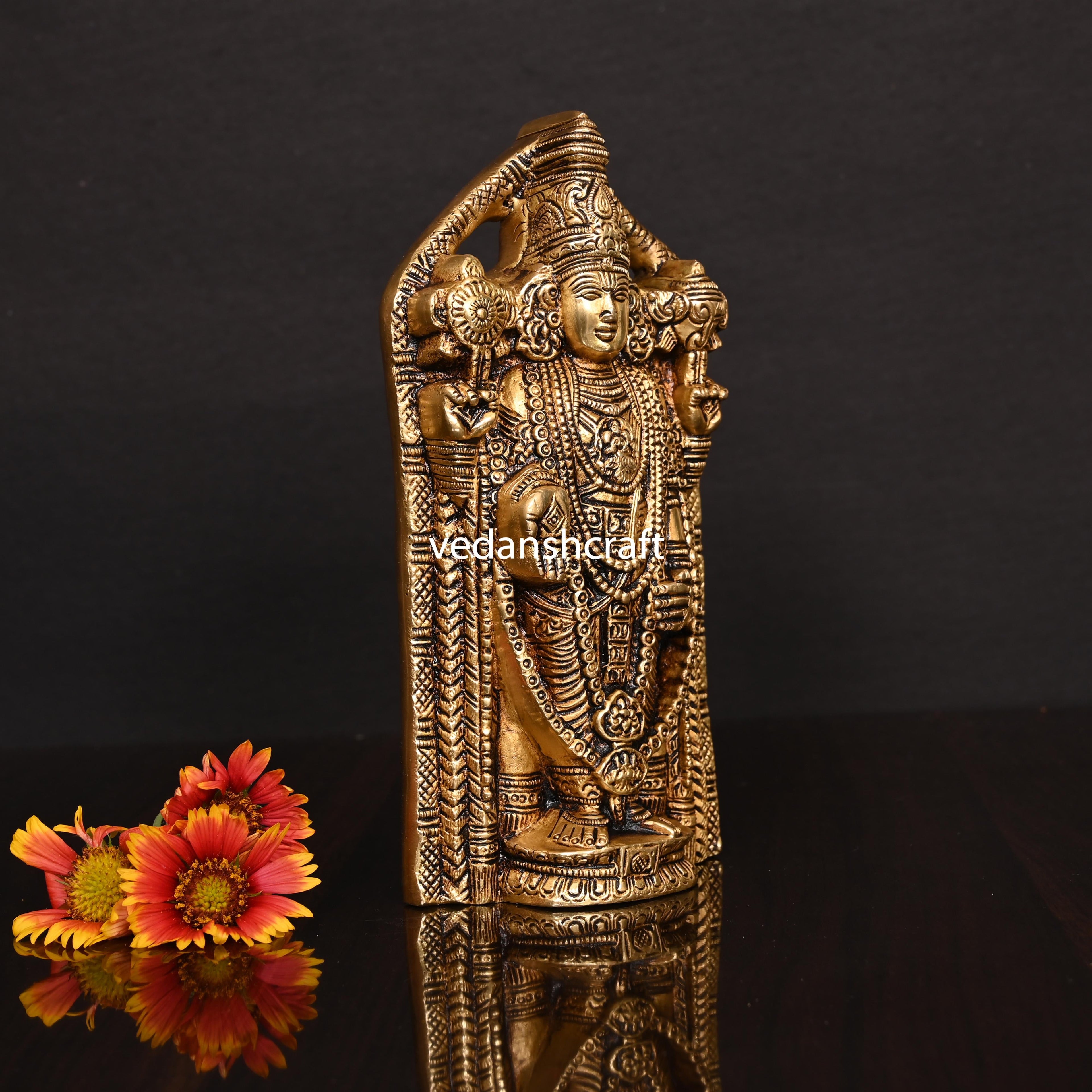 Brass Superfine Tirupati Balaji/Venkateshwar Idol Wall Hanging (7.5 Inch) Vedansh Craft