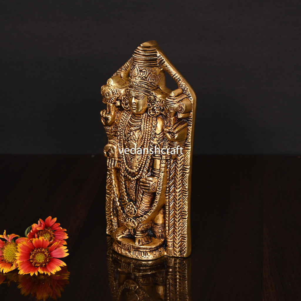 Brass Superfine Tirupati Balaji/Venkateshwar Idol Wall Hanging (7.5 Inch) Vedansh Craft