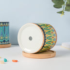 Beaming Green Ceramic Planter With Coaster Nestasia