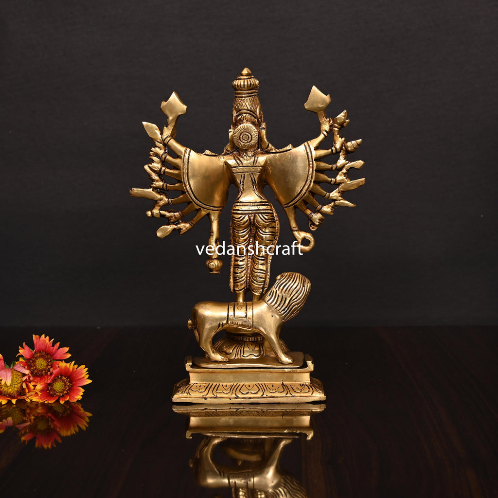 Brass Goddess Standing Mahishasura Mardini Superfine Idol (9.5 Inch) Vedansh Craft