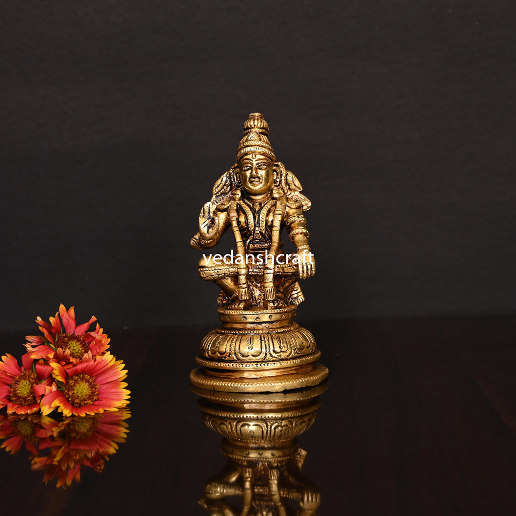 Brass Lord Ayyappa/Ayyappan Idol (5.2 Inch) Vedansh Craft