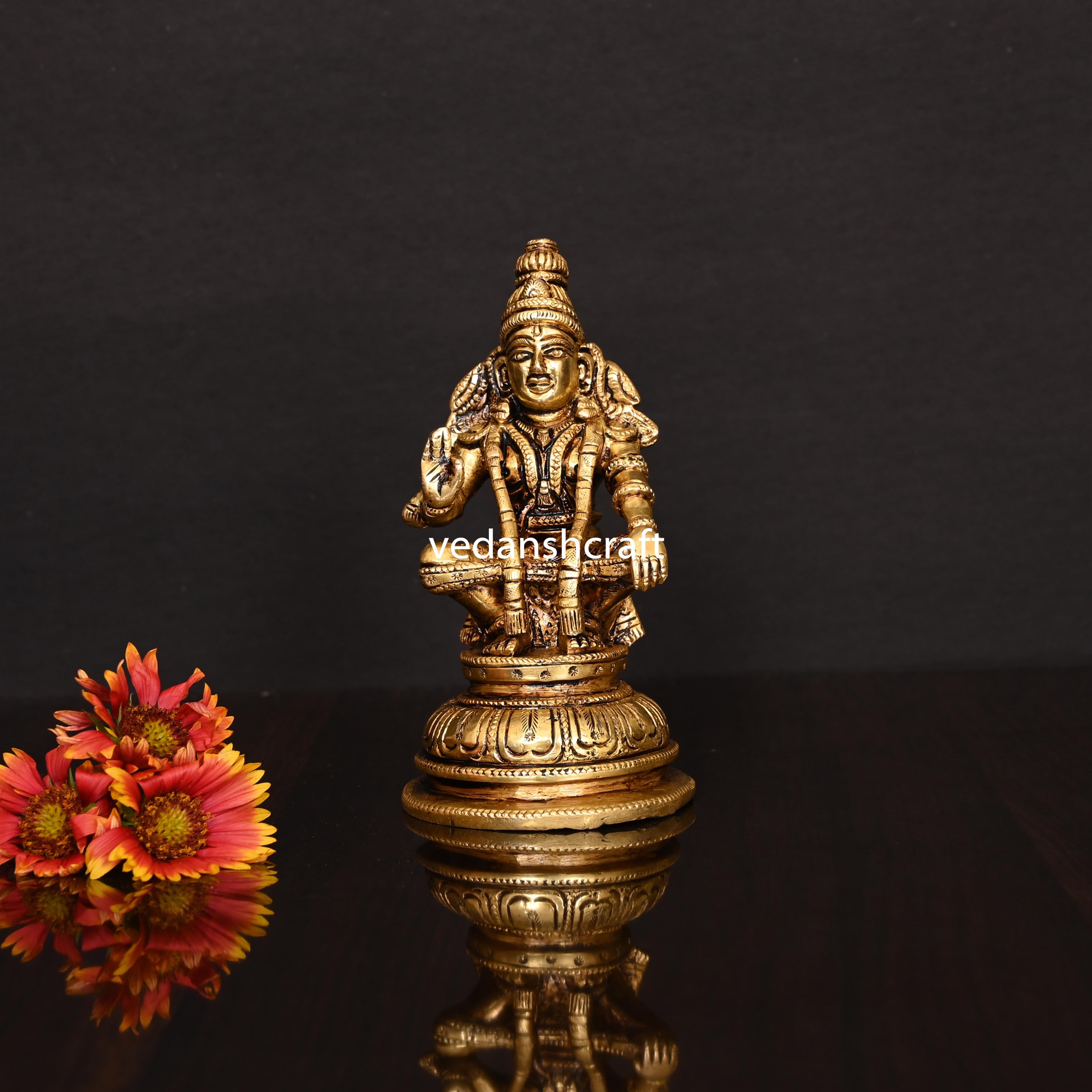 Brass Lord Ayyappa/Ayyappan Idol (5.2 Inch) Vedansh Craft