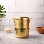 Brass Elegant Hammered Milk Pot With Lid (8.7 Inch) Vedansh Craft