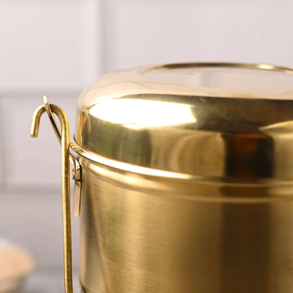 Brass Elegant Hammered Milk Pot With Lid (8.7 Inch) Vedansh Craft