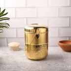 Brass Elegant Hammered Milk Pot With Lid (8.7 Inch) Vedansh Craft