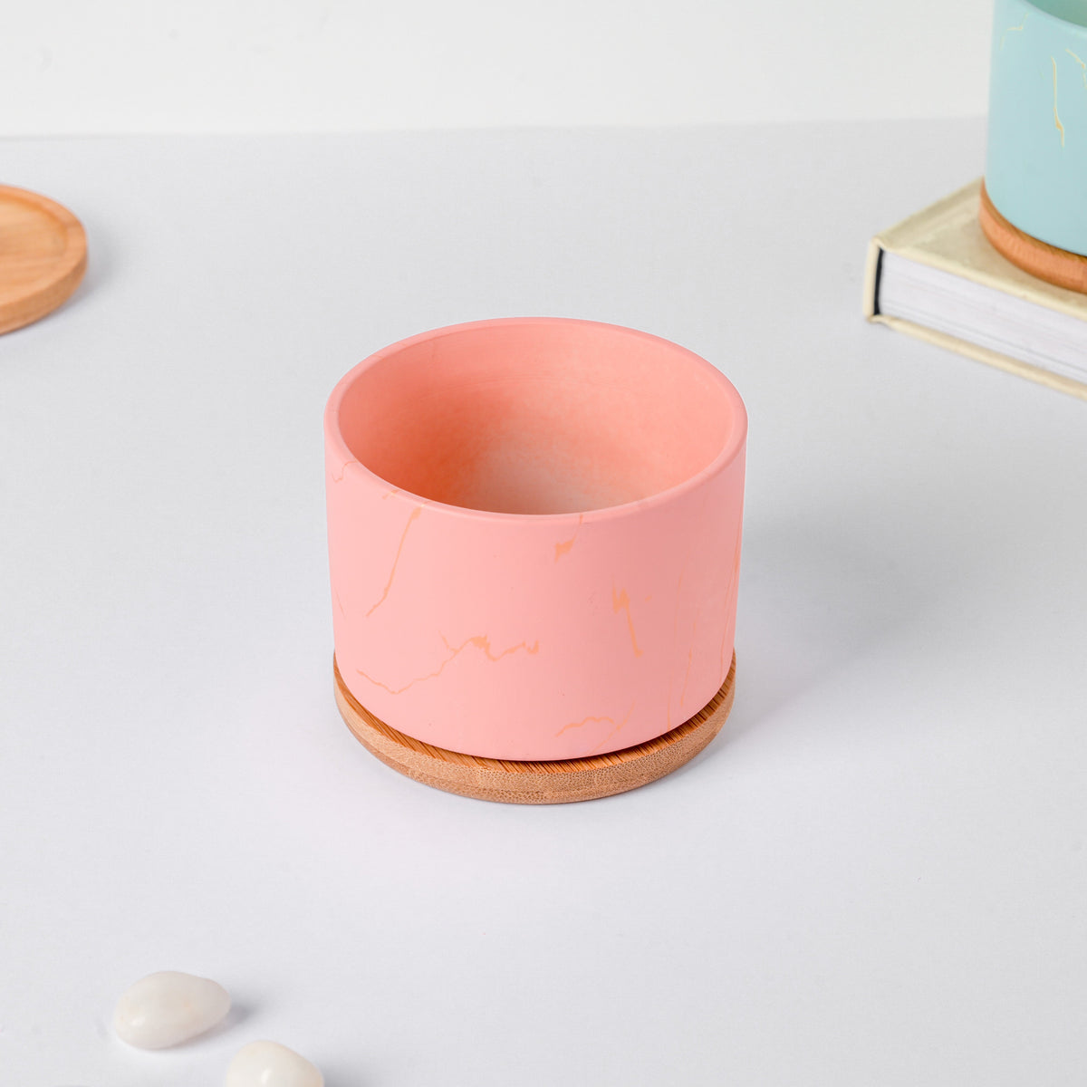 Orchid Pink Ceramic Planter With Coaster Nestasia