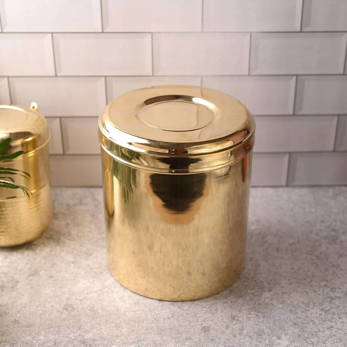 Brass Storage Container With Lid (11 Inch) Vedansh Craft