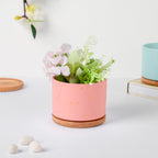 Orchid Pink Ceramic Planter With Coaster Nestasia