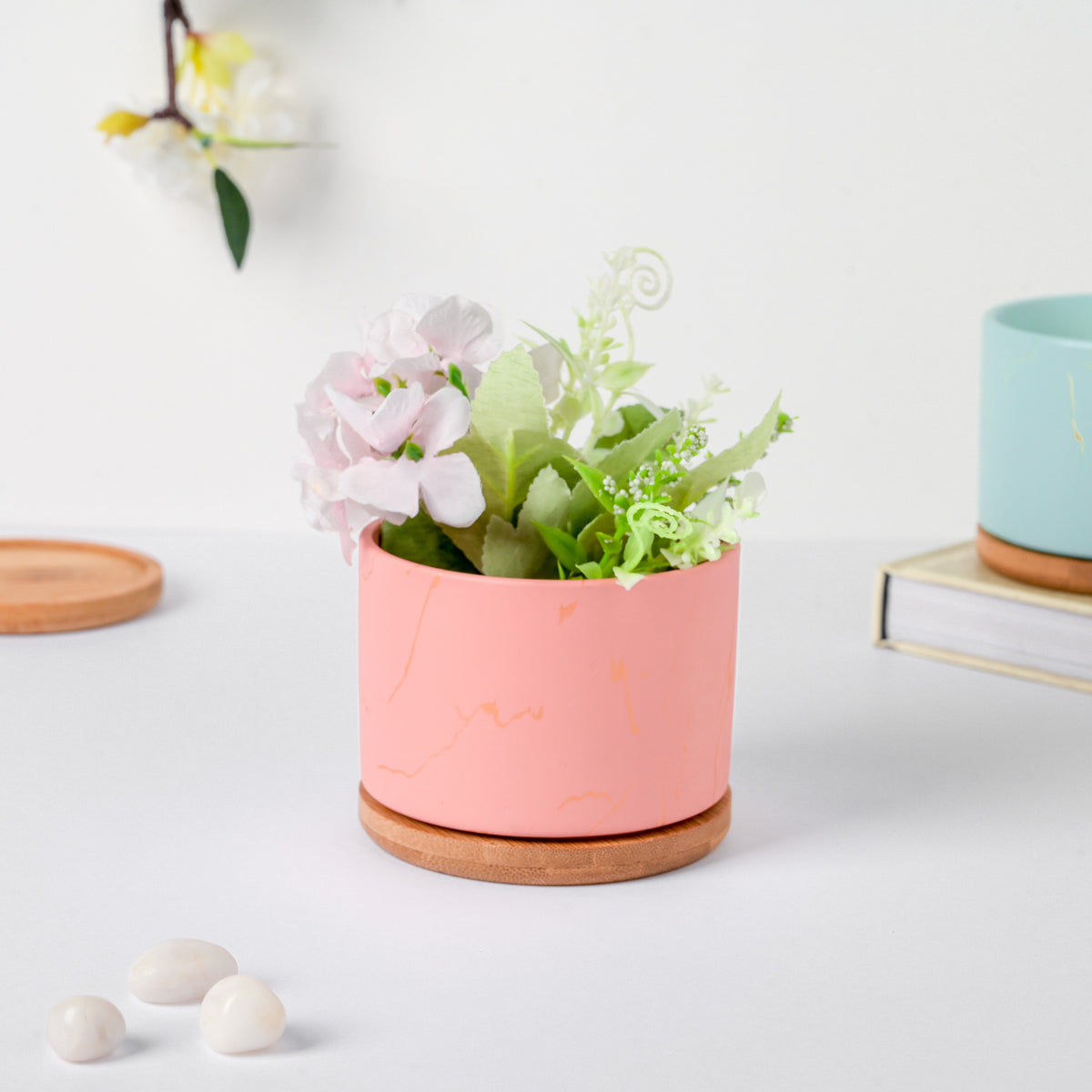 Orchid Pink Ceramic Planter With Coaster Nestasia