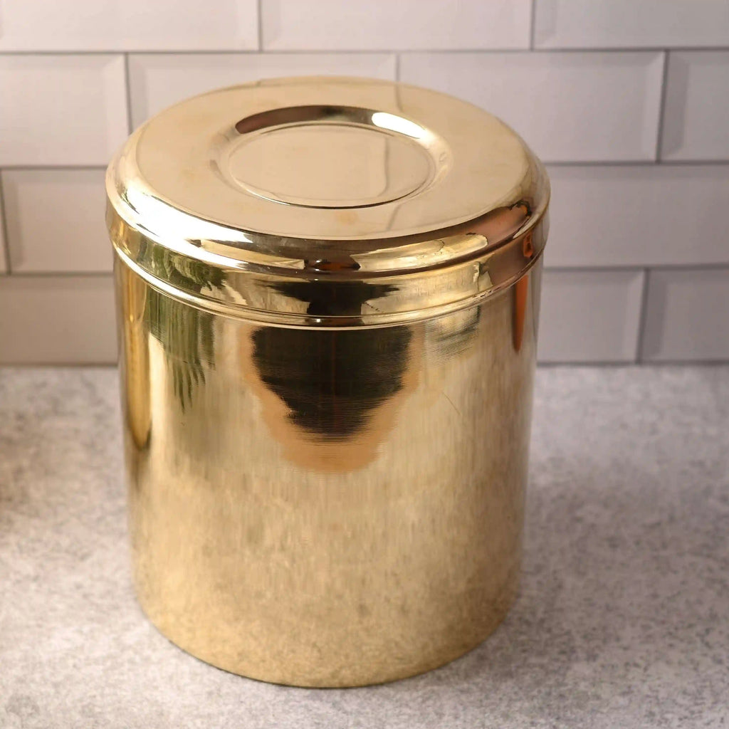 Brass Storage Container With Lid (11 Inch) Vedansh Craft