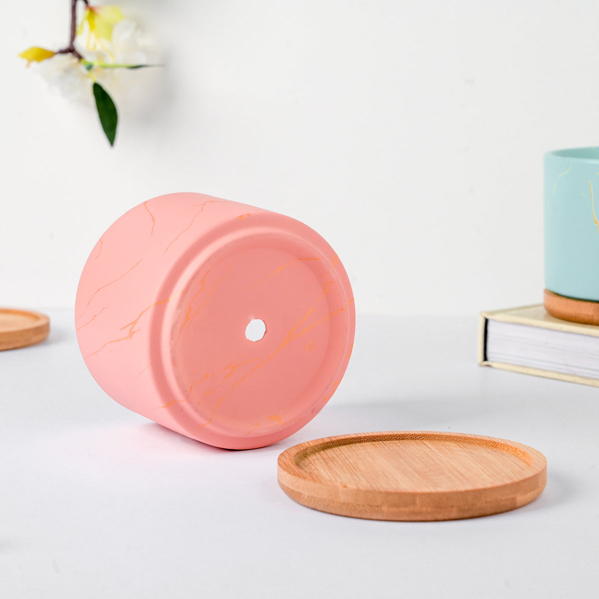 Orchid Pink Ceramic Planter With Coaster Nestasia