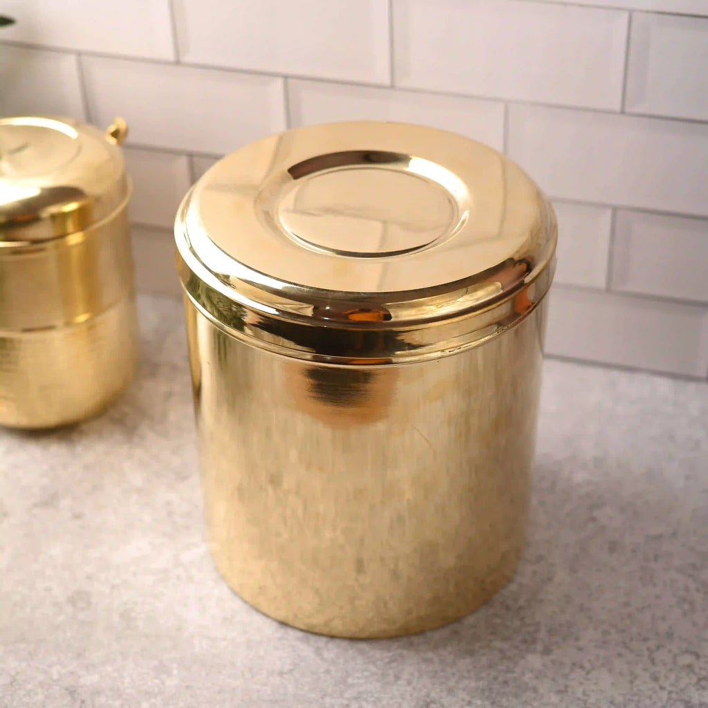 Brass Storage Container With Lid (11 Inch) Vedansh Craft