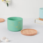 Maple Green Ceramic Planter With Coaster