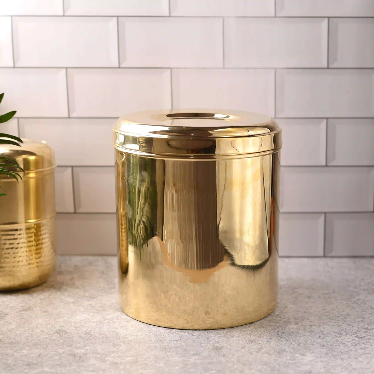 Brass Storage Container With Lid (11 Inch) Vedansh Craft