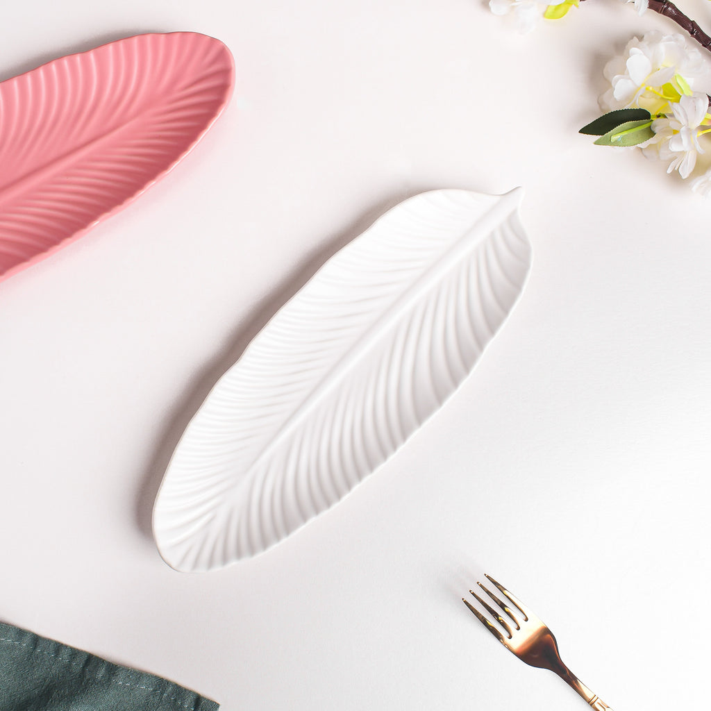 Snow White Leaf Platter Nestasia