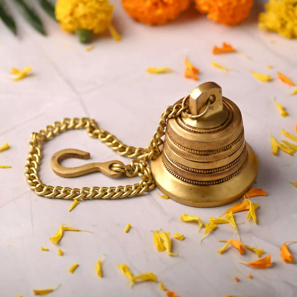 Brass Wall Hanging Temple Bell – Handcrafted Traditional Decor (21.8 Inch) Vedansh Craft