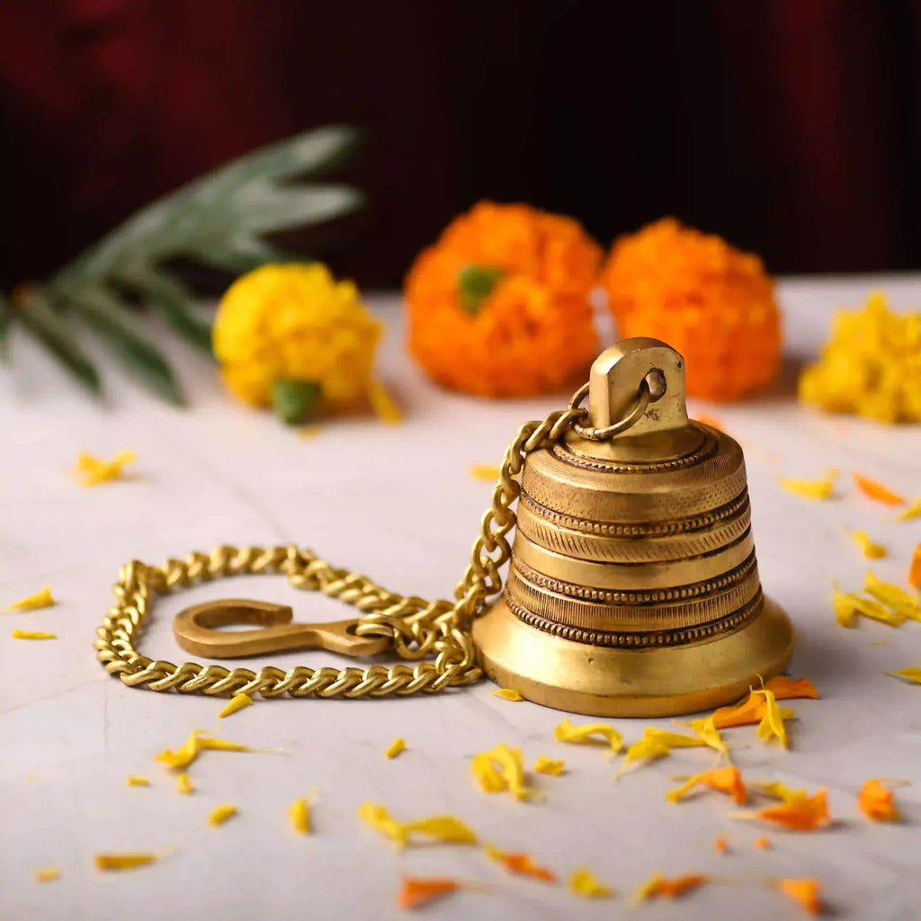 Brass Wall Hanging Temple Bell – Handcrafted Traditional Decor (21.8 Inch) Vedansh Craft