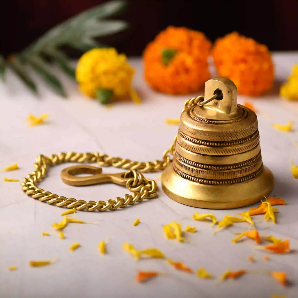 Brass Wall Hanging Temple Bell – Handcrafted Traditional Decor (21.8 Inch) Vedansh Craft