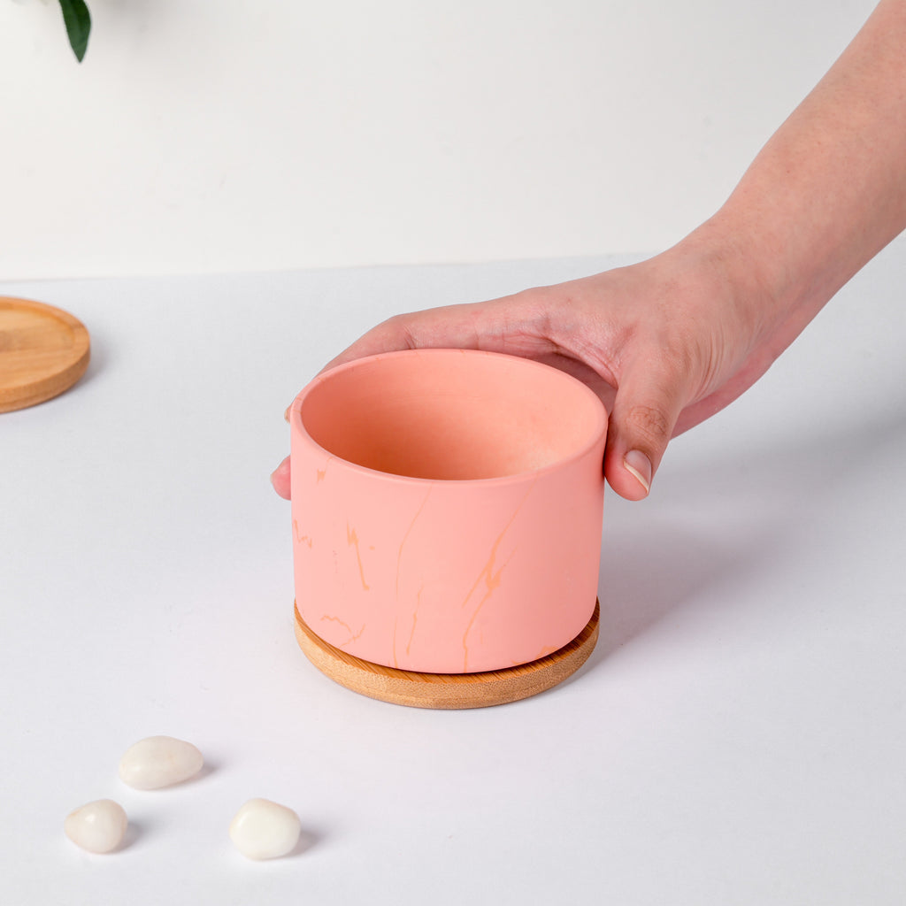 Orchid Pink Ceramic Planter With Coaster Nestasia