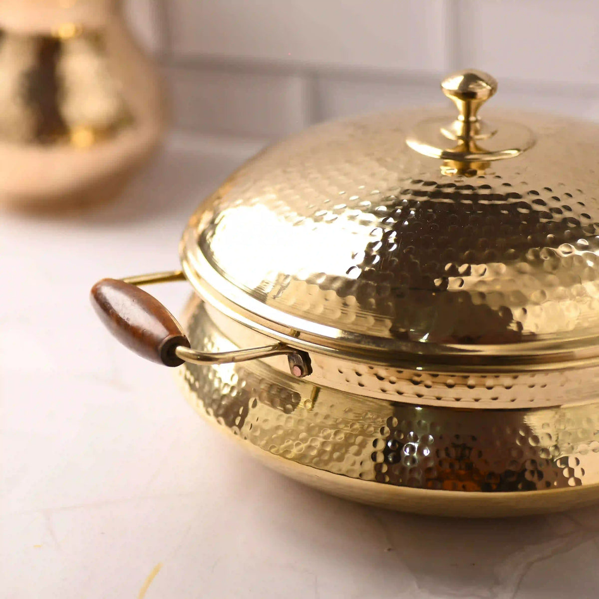 Brass Hammered Handi With Lid – Premium Indian Brassware (6.5 Inch) Vedansh Craft