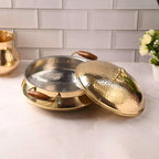 Brass Hammered Handi With Lid – Premium Indian Brassware (6.5 Inch) Vedansh Craft