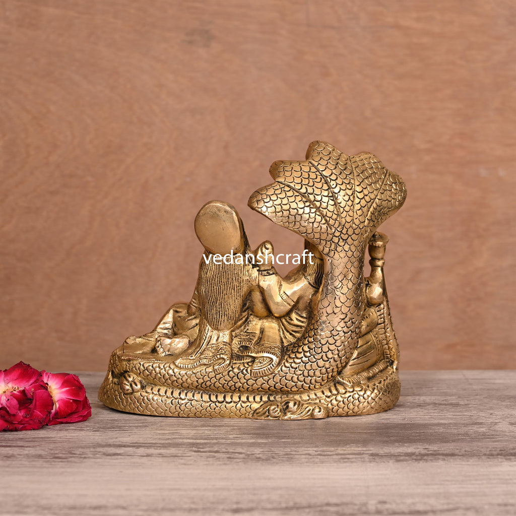 Brass Vishnu Lakshmi On Sheshnag Idol (6.5 Inch) Vedansh Craft
