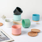 Maple Green Ceramic Planter With Coaster
