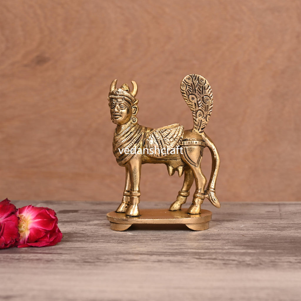 Brass Kamdhenu Cow Idol (4.5 Inch) Vedansh Craft
