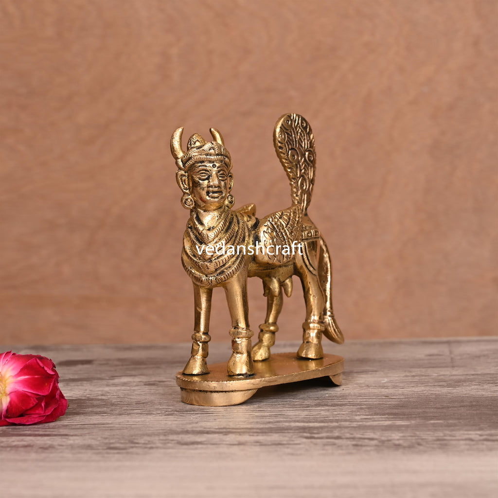 Brass Kamdhenu Cow Idol (4.5 Inch) Vedansh Craft